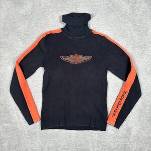 Vintage Harley Davidson Sweater Womens Medium Turtleneck Made Japan Motorcycle
